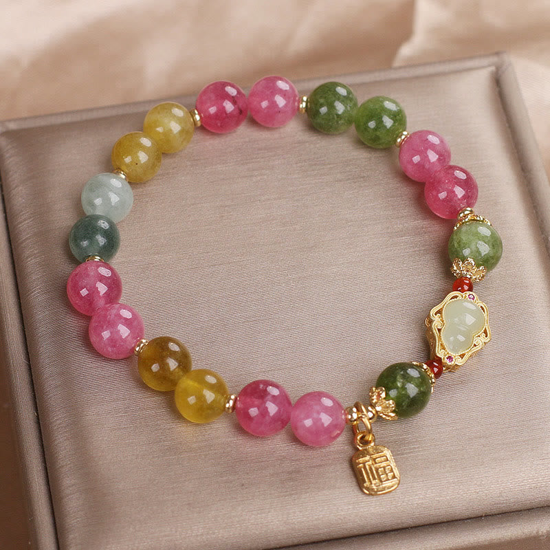 Tourmaline Fu Character Love Bracelet