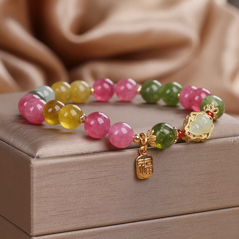 Tourmaline Fu Character Love Bracelet