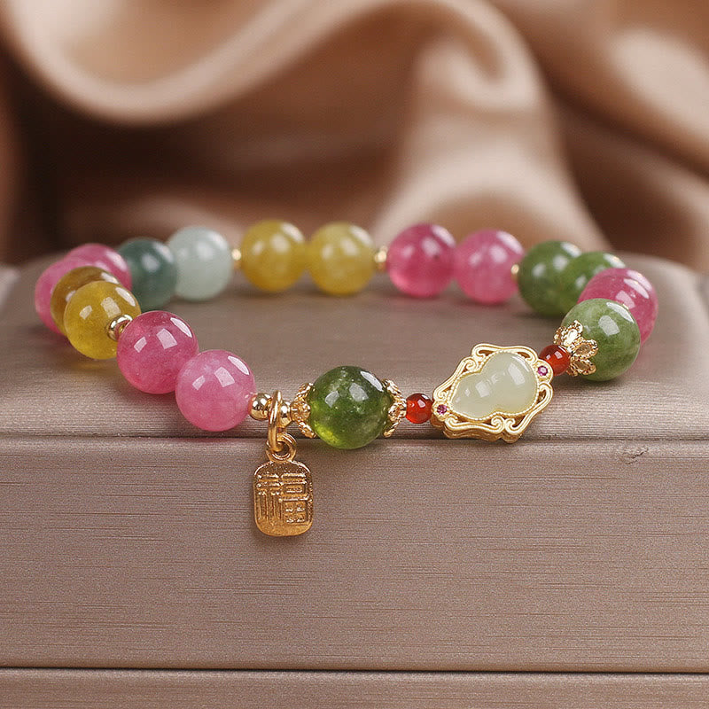Tourmaline Fu Character Love Bracelet