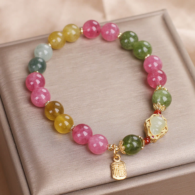 Tourmaline Fu Character Love Bracelet