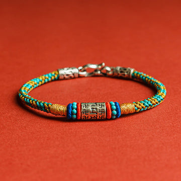 Colorful String Six True Words 925 Silver Focus Bracelet