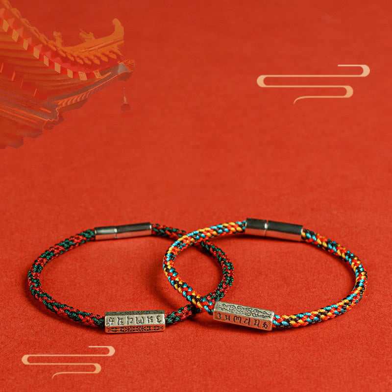 Red String Black String Six True Words 925 Sterling Silver Luck Bracelet