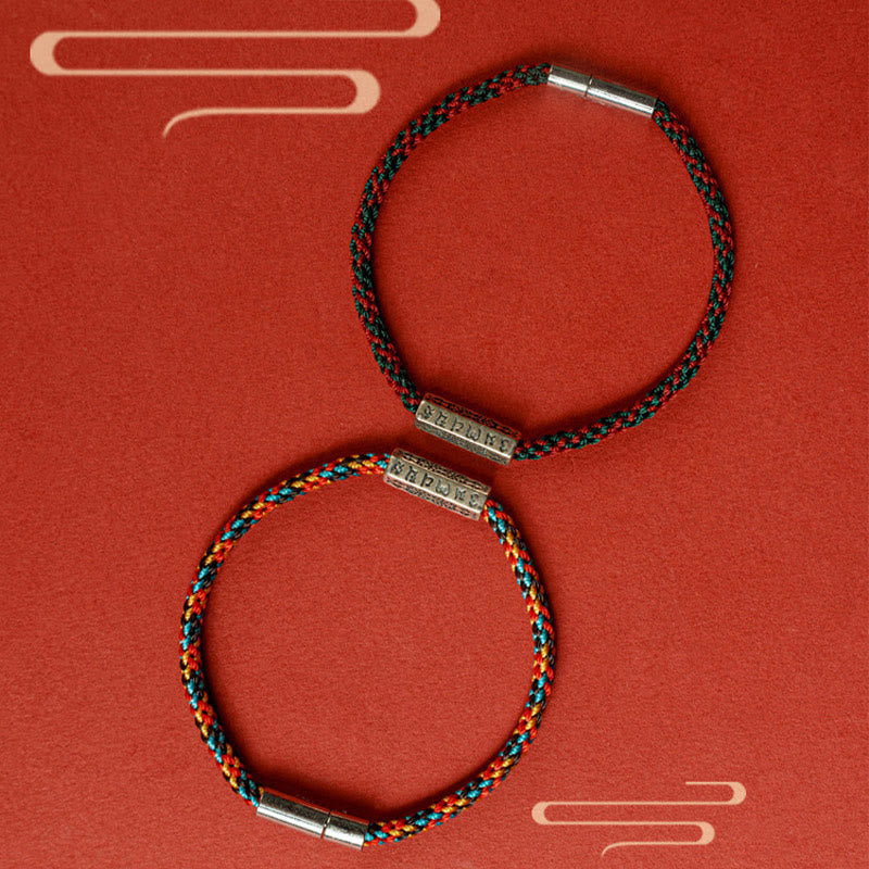 Red String Black String Six True Words 925 Sterling Silver Luck Bracelet