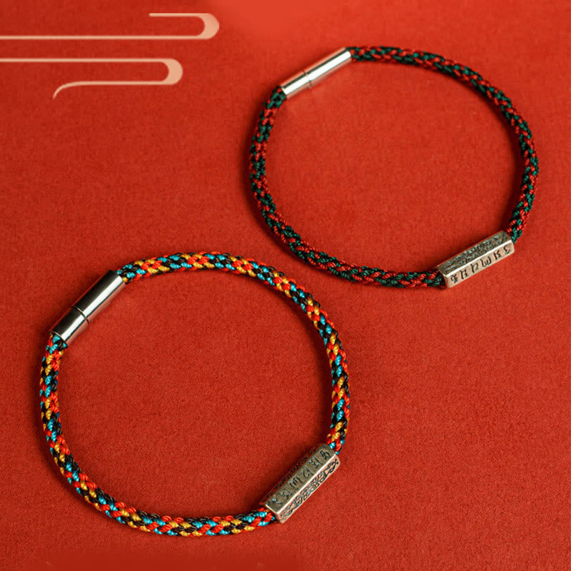 Red String Black String Six True Words 925 Sterling Silver Luck Bracelet
