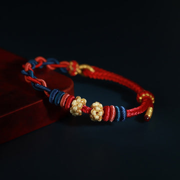 Four-Strand Braided Red String Peach Blossom Connection Bracelet