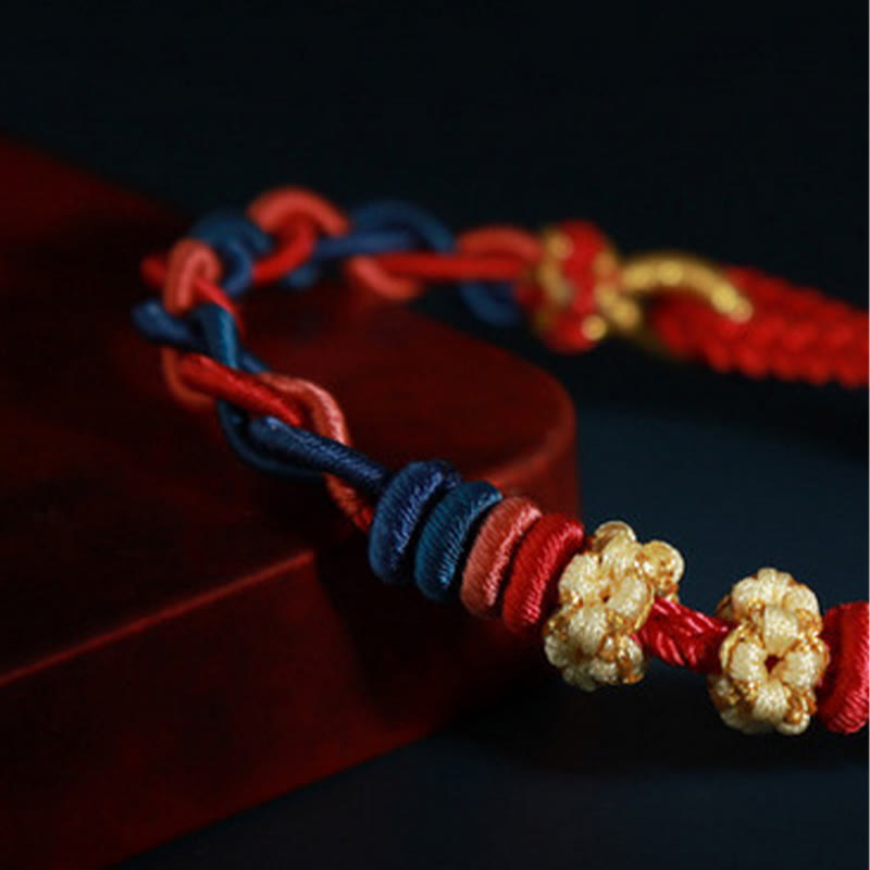 Four-Strand Braided Red String Peach Blossom Connection Bracelet