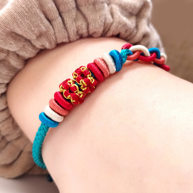 Four-Strand Braided Red String Peach Blossom Connection Bracelet