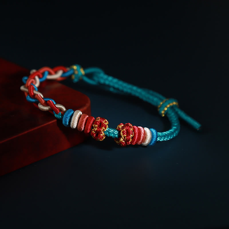 Four-Strand Braided Red String Peach Blossom Connection Bracelet