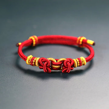 Red String Saddle Endless Knot Adjustable Cord Bracelet