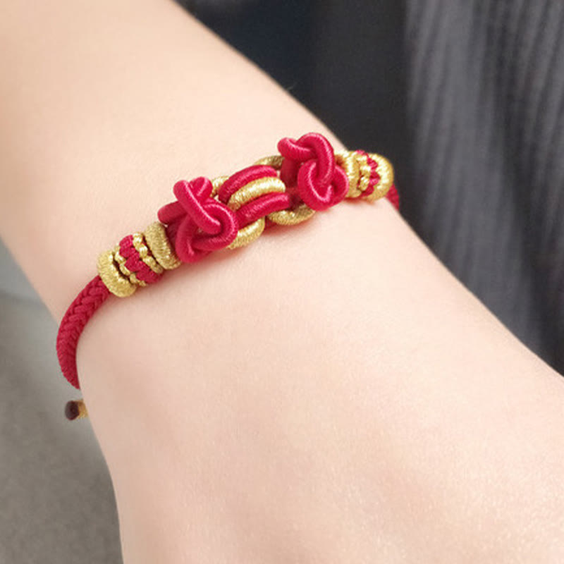 Red String Saddle Endless Knot Adjustable Cord Bracelet