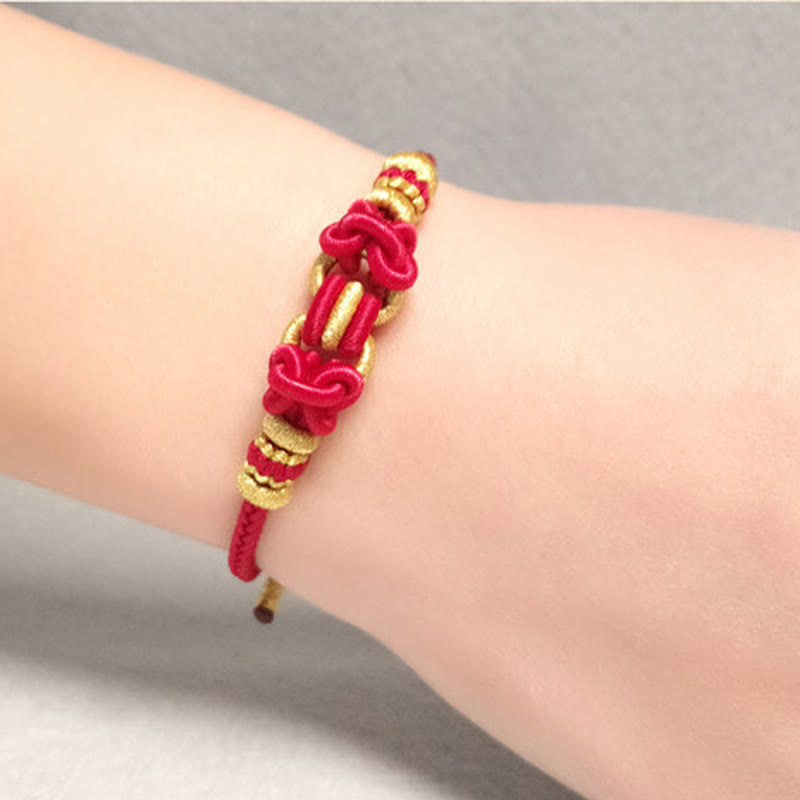 Red String Saddle Endless Knot Adjustable Cord Bracelet