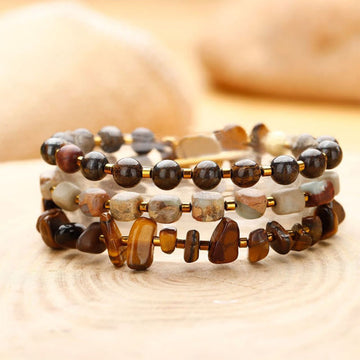Bronzite Emperor Stone Tiger Eye Determination Triple Wrap Bracelet