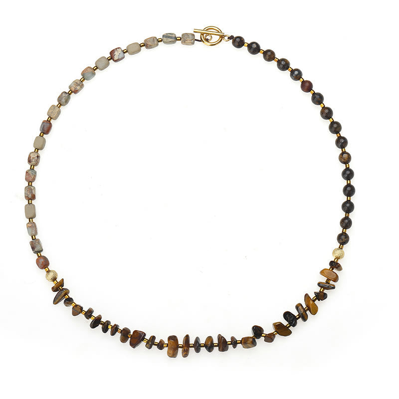 Bronzite Emperor Stone Tiger Eye Determination Triple Wrap Bracelet