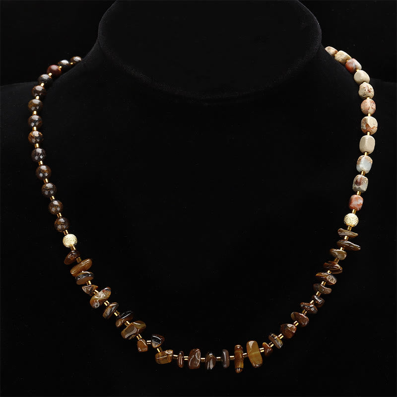 Bronzite Emperor Stone Tiger Eye Determination Triple Wrap Bracelet