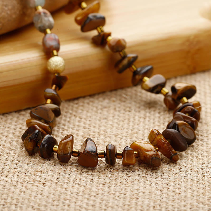 Bronzite Emperor Stone Tiger Eye Determination Triple Wrap Bracelet