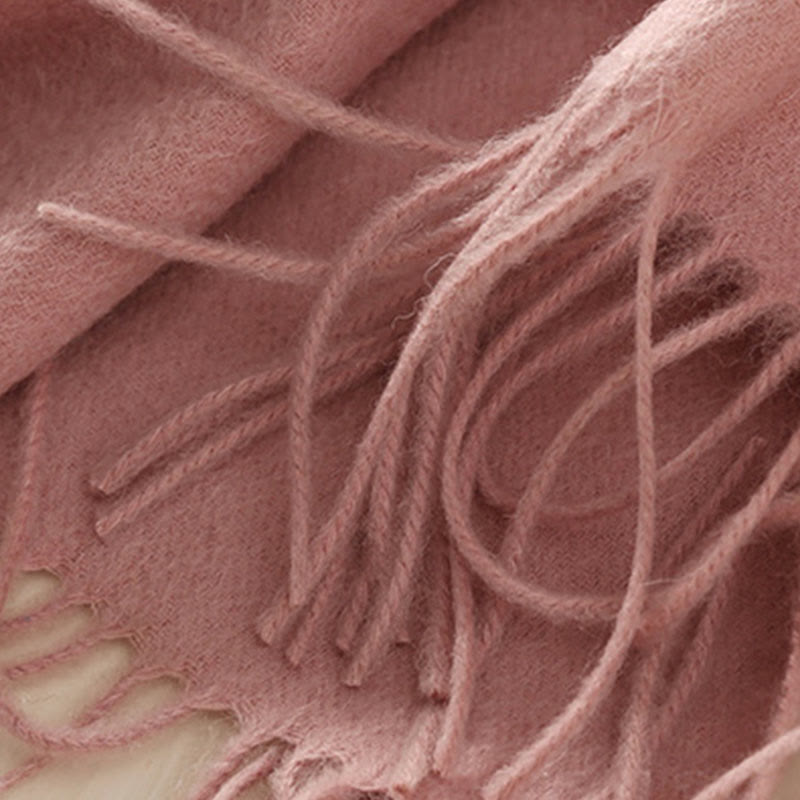 Wool Shawl Lotus Embroidery Tassel Winter Cozy Travel Scarf Wrap