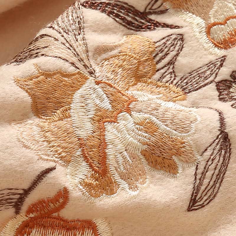 Wool Shawl Flowers Leaves Embroidery Tassel Winter Cozy Travel Scarf Wrap