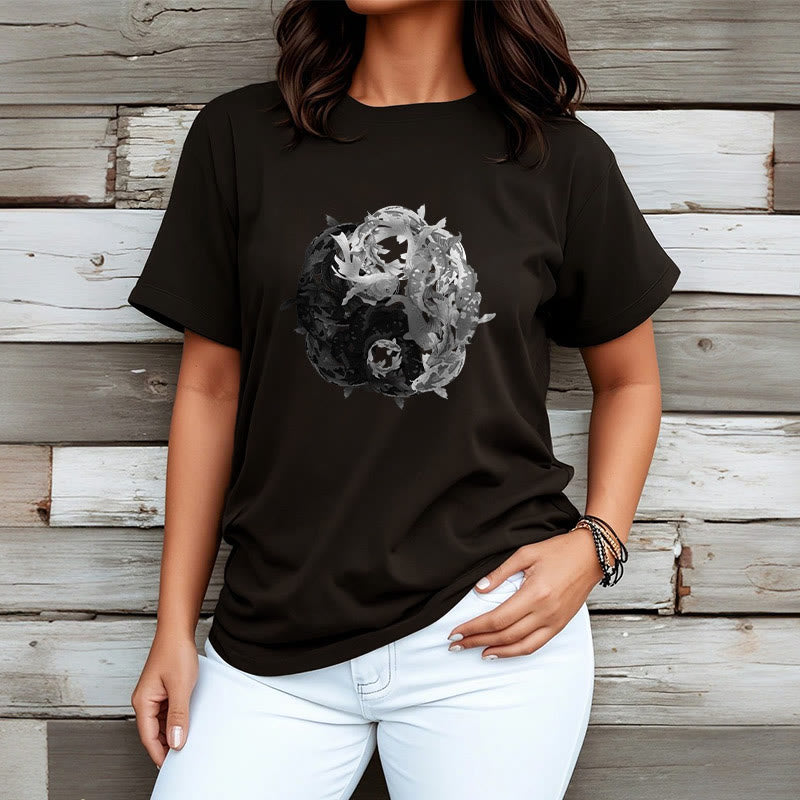 Soft Cotton Yin Yang Koi Balance Meditation Tee