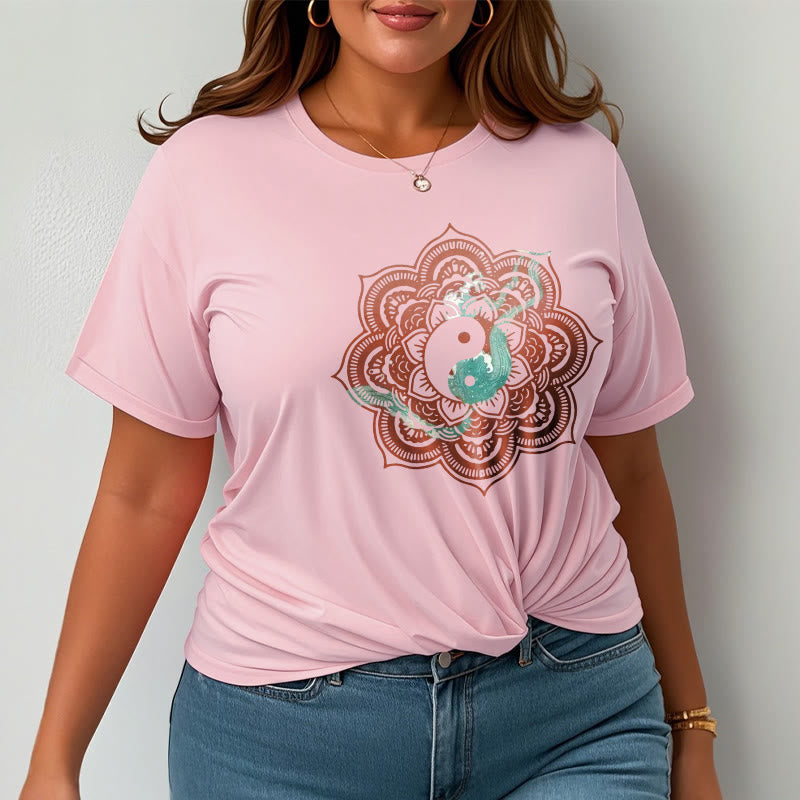 Mandala Yin Yang Cotton Tee T-shirt