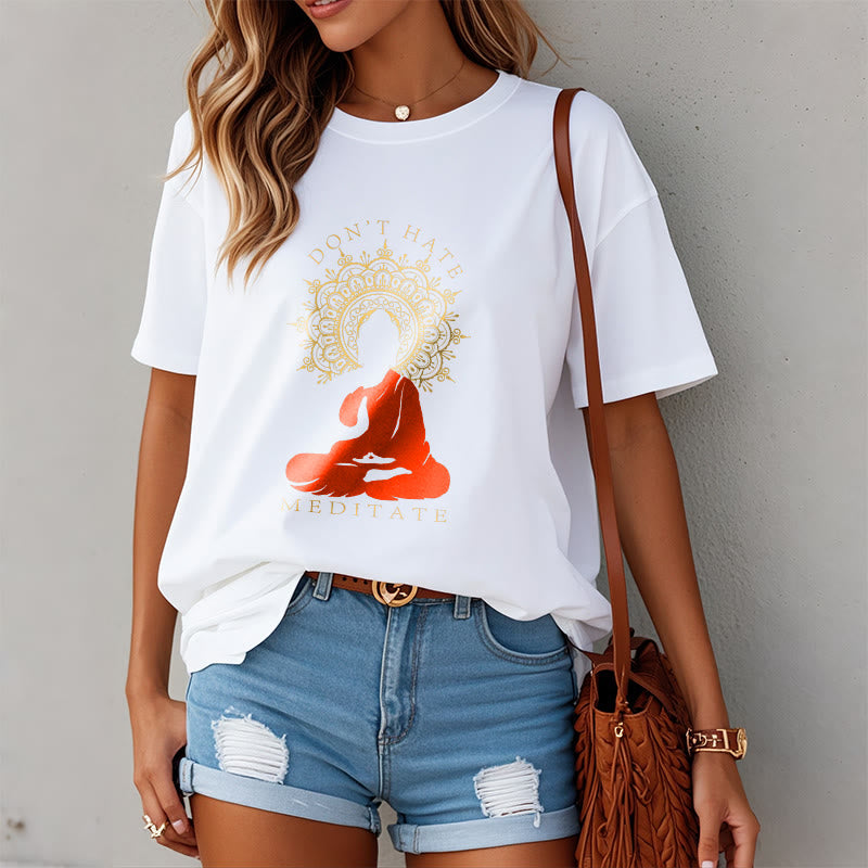 Soft Cotton Crew Neck Mindful Meditation T-Shirt
