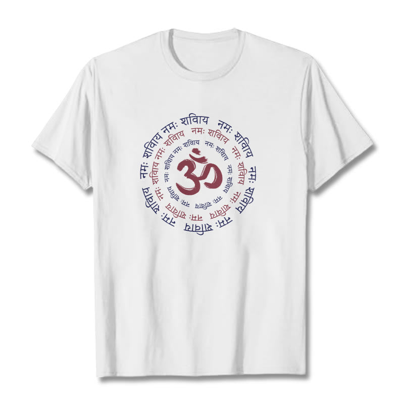 Cotton Crew Neck Sanskrit Mantra Meditation Tee