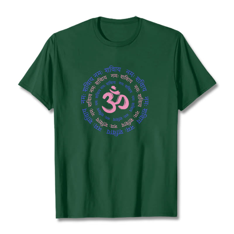 Cotton Crew Neck Sanskrit Mantra Meditation Tee