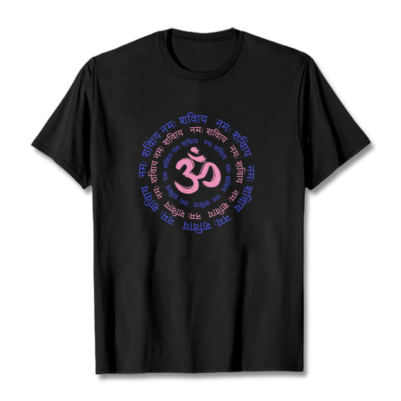 Cotton Crew Neck Sanskrit Mantra Meditation Tee