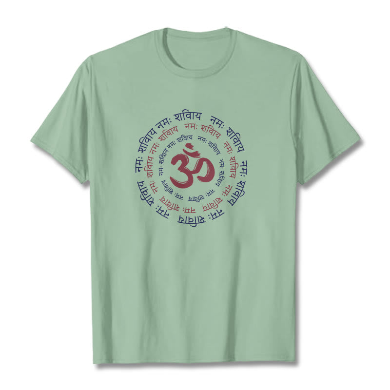 Cotton Crew Neck Sanskrit Mantra Meditation Tee