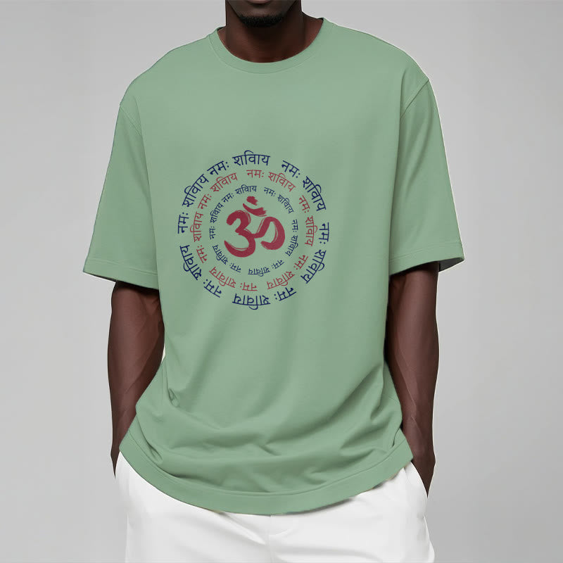 Cotton Crew Neck Sanskrit Mantra Meditation Tee