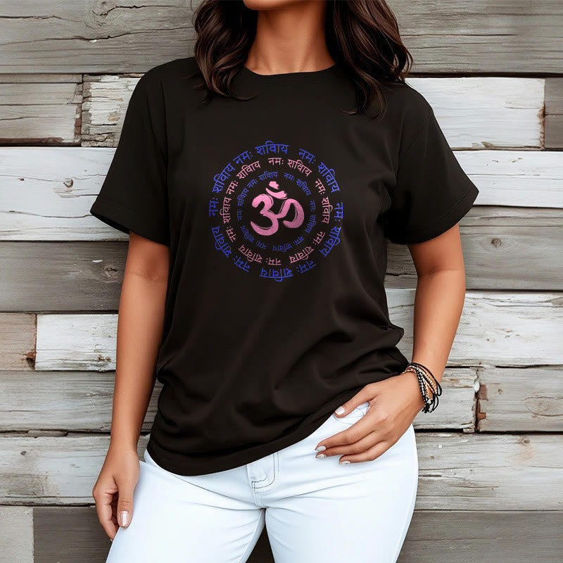 Cotton Crew Neck Sanskrit Mantra Meditation Tee