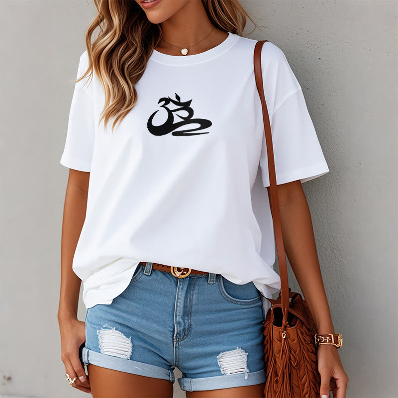 Soft Cotton Crewneck OM Graphic Meditation T-Shirt