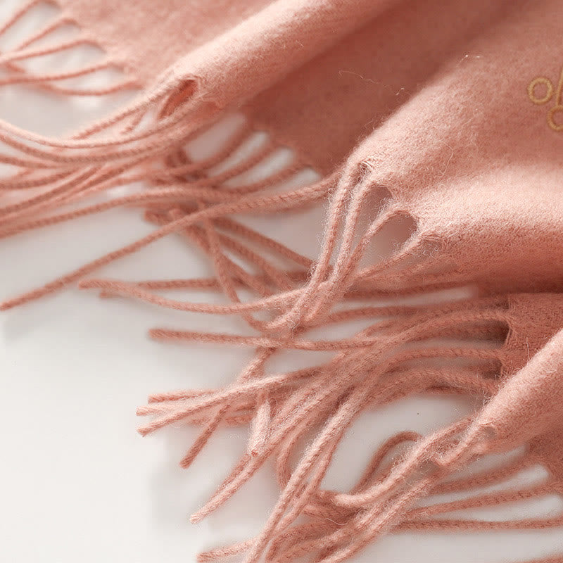 Wool Shawl Red Flower Leaves Embroidery Tassel Winter Cozy Travel Scarf Wrap