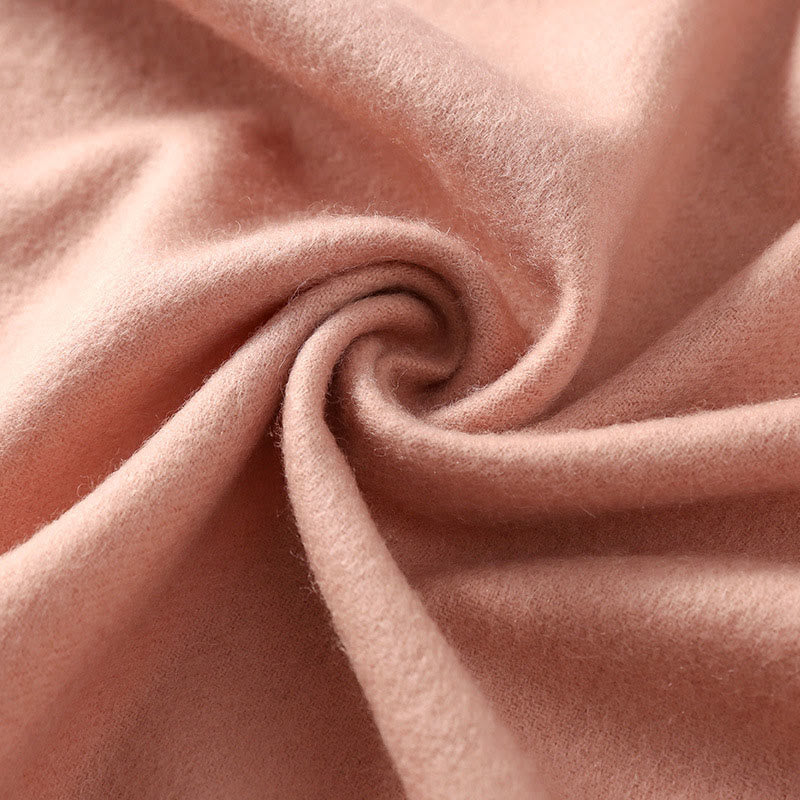 Wool Shawl Red Flower Leaves Embroidery Tassel Winter Cozy Travel Scarf Wrap