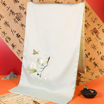 Embroidered Bamboo and Butterfly Meditation Shawl Wrap