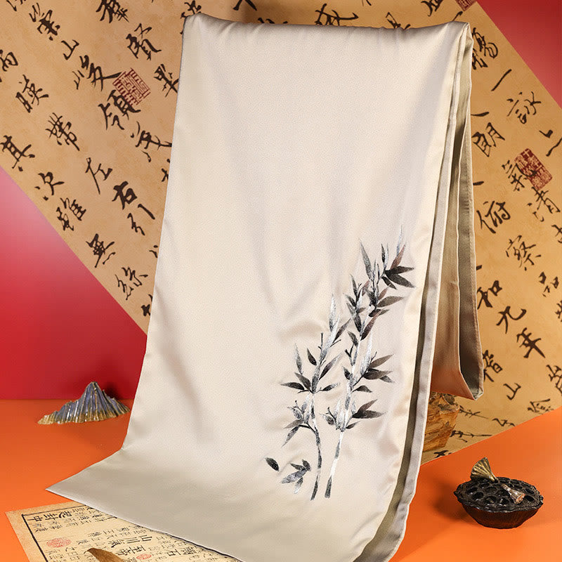 Embroidered Bamboo and Butterfly Meditation Shawl Wrap