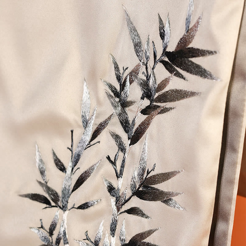 Embroidered Bamboo and Butterfly Meditation Shawl Wrap