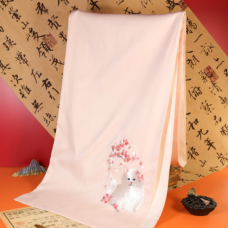 Embroidered Bamboo and Butterfly Meditation Shawl Wrap