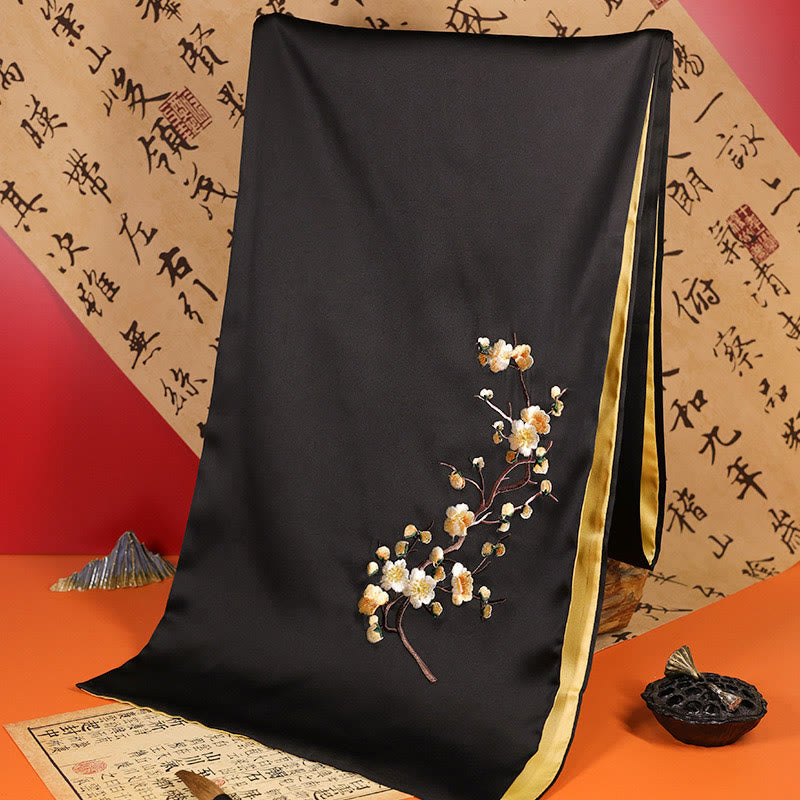 Embroidered Bamboo and Butterfly Meditation Shawl Wrap