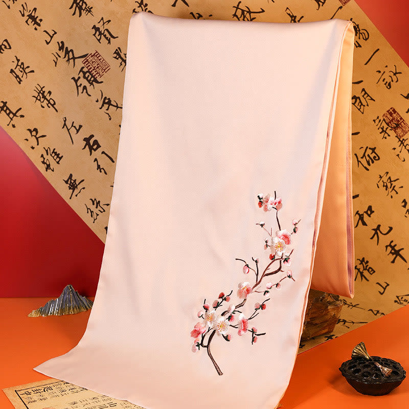 Embroidered Bamboo and Butterfly Meditation Shawl Wrap