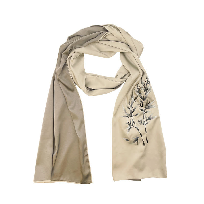 Embroidered Bamboo and Butterfly Meditation Shawl Wrap