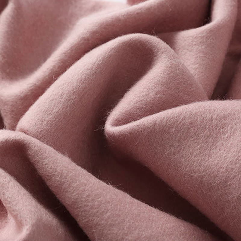 Wool Shawl Red Peony Embroidery Tassel Winter Cozy Travel Scarf Wrap