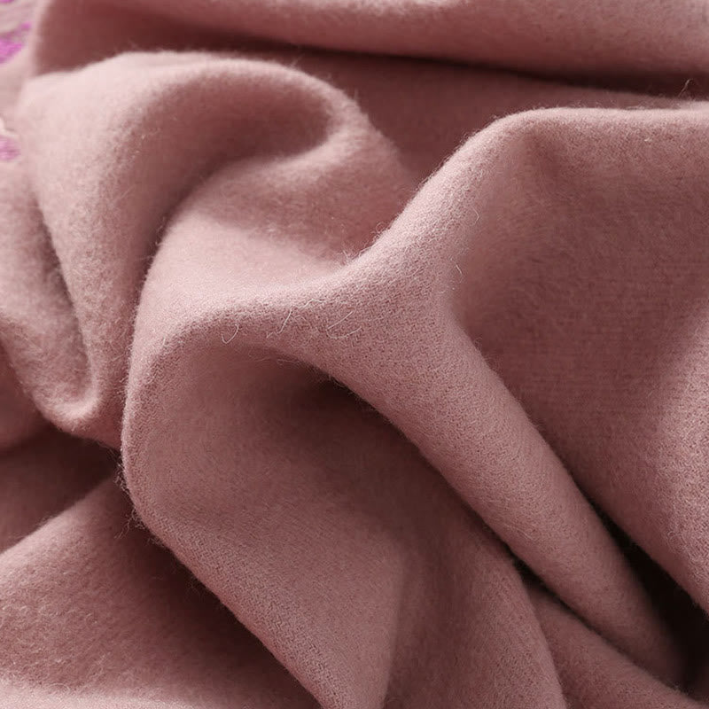 Wool Shawl Flower Sequin Embroidery Tassel Winter Cozy Travel Scarf Wrap