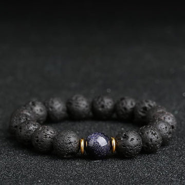 Lava Rock Goldstone Blue Sandstone Healing Bracelet