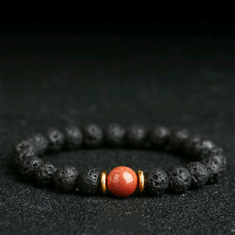 Lava Rock Goldstone Blue Sandstone Healing Bracelet