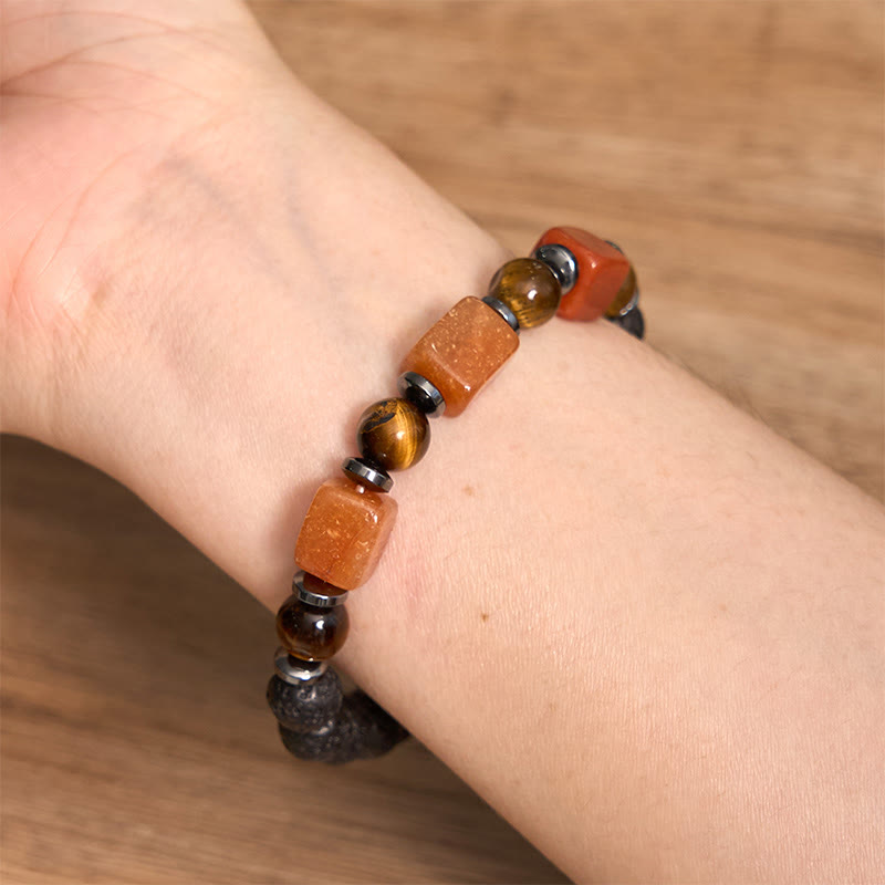 Various Crystals Cube Amethyst Lava Rock Support Bracelet