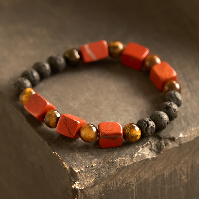 Various Crystals Cube Amethyst Lava Rock Support Bracelet