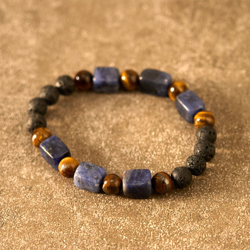 Various Crystals Cube Amethyst Lava Rock Support Bracelet