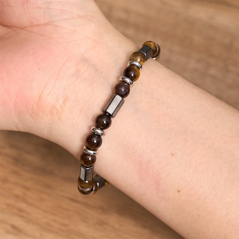 Tiger Eye Hematite Strength Buckle Chain Bracelet