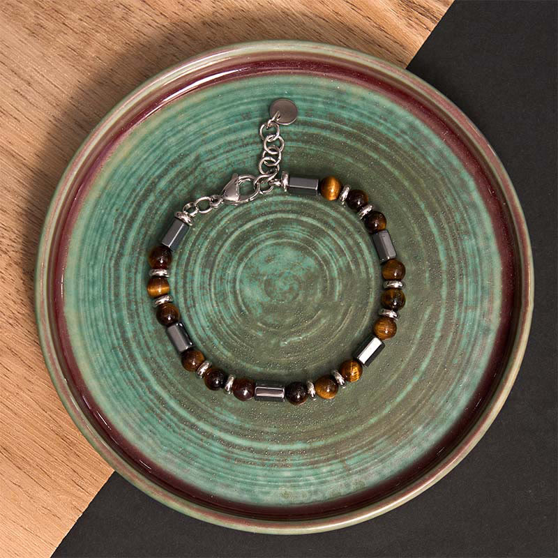 Tiger Eye Hematite Strength Buckle Chain Bracelet