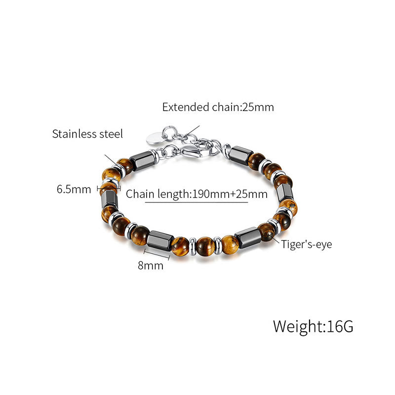 Tiger Eye Hematite Strength Buckle Chain Bracelet